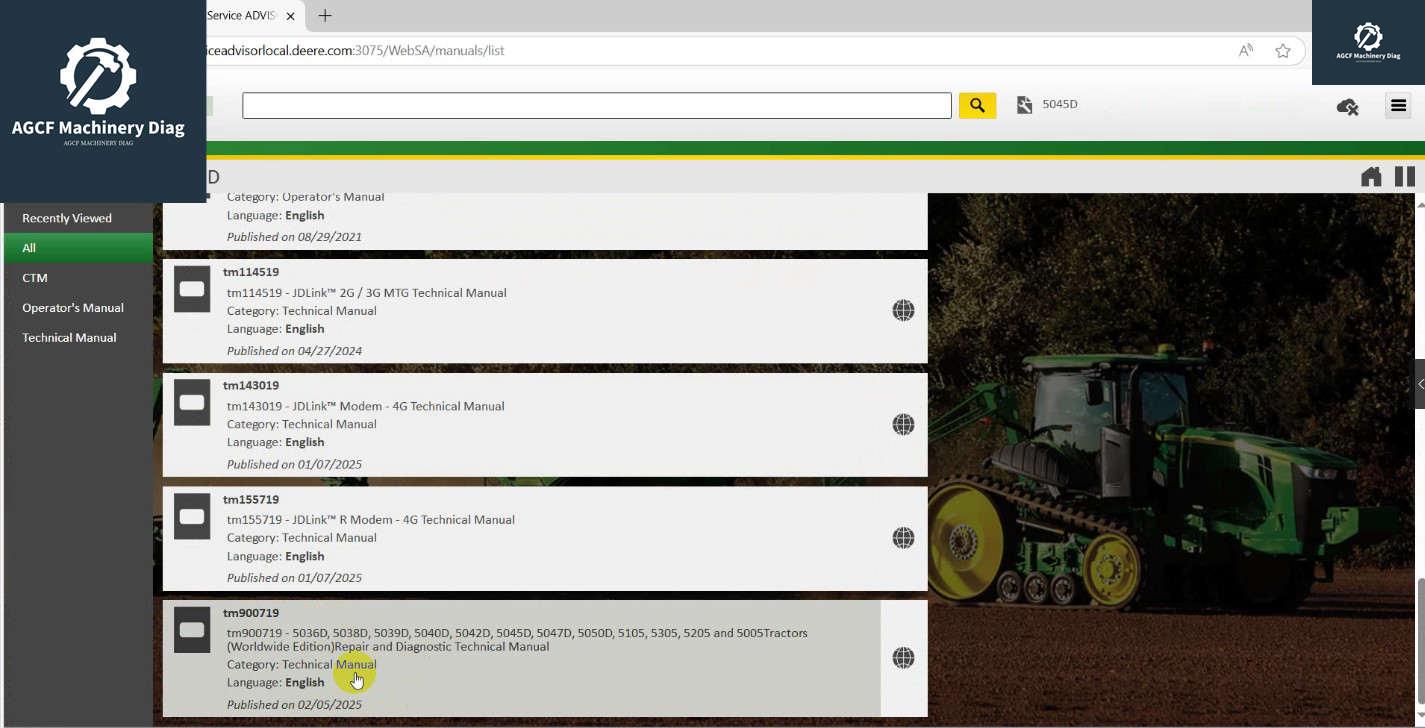 John Deer Service Advisor AG 2025