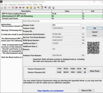 Caterpillar 18 Digit Factory Password One-Time Password Service