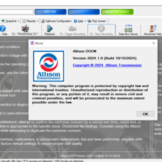 Allison DOC 2024.11 Transmission Diagnostic Software with GEN5 Data