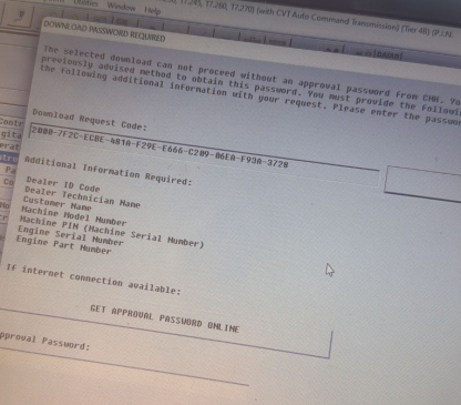 CASE New Holland ECU TCU Download Approval Password One-Time Service