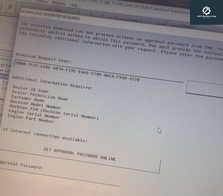 CASE New Holland ECU TCU Download Approval Password One-Time Service