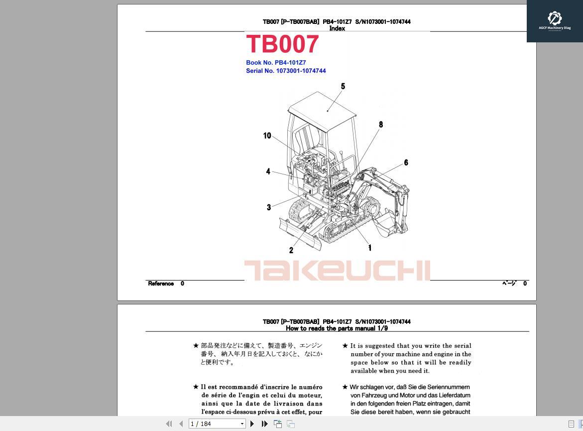 2018 Takeuchi Excavator Workshop EPC+Service Manual PDF Download (1)