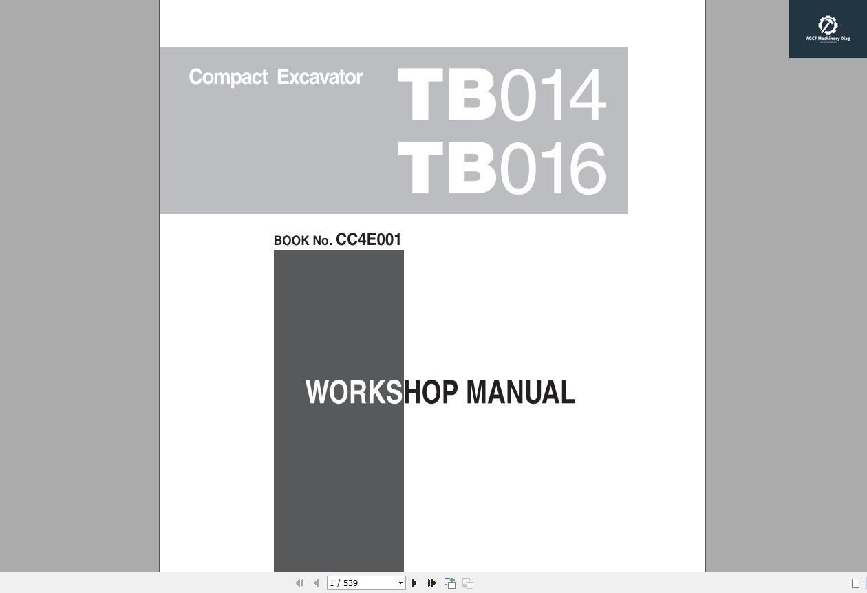 2018 Takeuchi Excavator Workshop EPC+Service Manual PDF Download (6)