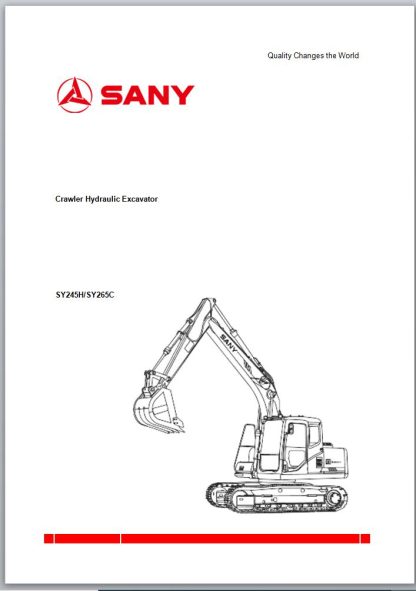 SANY Excavator SY245H SY265C Workshop Repair Manual (1)