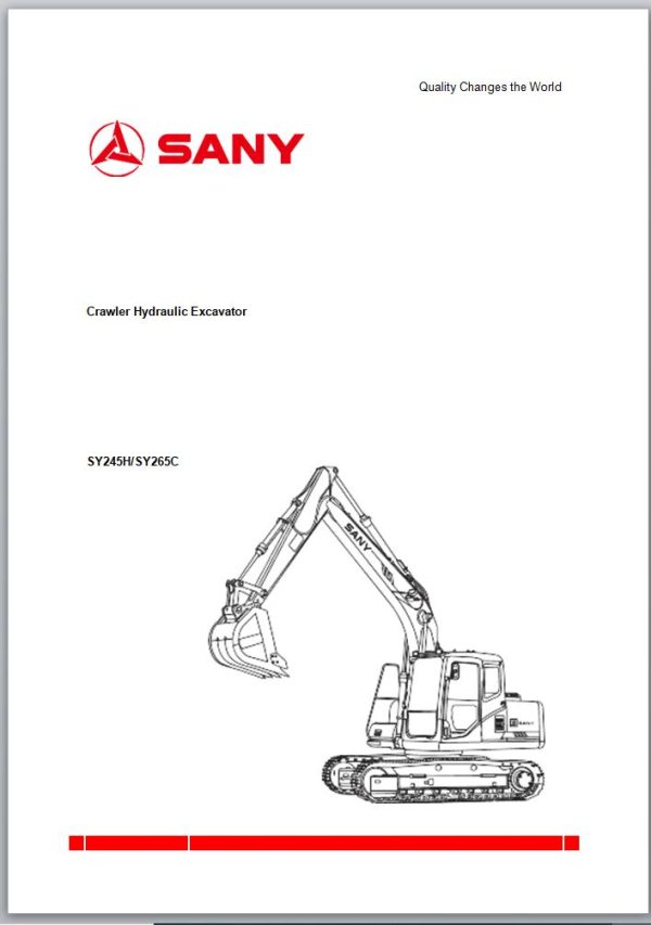 SANY Excavator SY245H SY265C Workshop Repair Manual (1)
